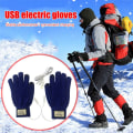 Miniatyrbillede 6 af 10: Elektrisk Opvarmede Handsker Strikkede Handsker SORT black