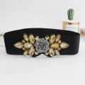 Miniatyrbillede 6 af 9: Rhinestone elastisk linning Bælte SORT Black