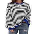 Miniatyrbillede 1 af 7: Dame oversize sweatshirt langærmet skjorte BLÅ L blue L