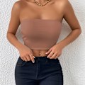 Miniatyrbillede 6 af 10: Off Shoulder Crop Tube Top Basic Breast Wrap RED M red M