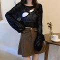 Miniatyrbilde 4 av 10: Uthulte bluser Nettgenser SVART black