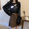 Miniatyrbillede 4 af 10: Udhulede bluser Fishnet Pullover KHAKI khaki