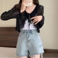 Miniatyrbillede 5 af 10: Kort cardigan chiffonskjorte APRIKOS L Apricot L