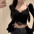 Pikkukuva 8 / 10: Pitkähihaiset rajatut topit MUSTA XL Black XL