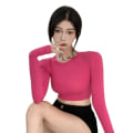 Miniatyrbild 1 av 10: Långärmade Crop Tops T-Shirts ROSE RED XXL Rose Red XXL