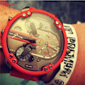 Miniatyrbild 2 av 5: All-Match Mode Stilig Cool Style Oversized Stor Urtavla Dubbla Insatser Gummibelagd stålbälte Quartz Watch Röd White
