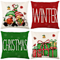 Miniatyrbild 1 av 5: Jul kuddfodral Jultomten Snögubbe Örngott God Jul Låt Det Snöa Kuddfodral, 18 x 18 tum, 4-pack