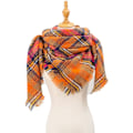Miniatyrbillede 2 af 7: Mode Vinter Varmt Stort Tartan Tæppe Plaid Sjal SJ-03# Orange 135x135x200cm