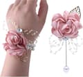 Rose Corsage Armbånd, 2 STK Blomster Bryllupshåndleddscorsage med Rhinestone og Perle