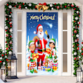 Miniatyrbild 1 av 5: Jultomte dörrskydd God Jul dörrdekorationer Vinter snögubbe bakgrund banderoll för ytterdörr veranda jul