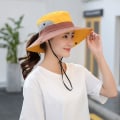 Miniatyrbilde 3 av 4: Dame Hestehale Safari Solhatt Mesh Bred Brede Brede UV Beskyttelse Utendørs Bøttehatt Sammenleggbar Strand Sommer Fiskehatt