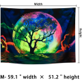Miniatyrbild 5 av 5: Svartljus Måne Gobeläng Trippy Galaxy Moln Gobeläng Trä Gobeläng UV Hav Hav Vägg Gobeläng Färgglad Stjärnhimmel Gobeläng Vägg Hängande för Sovrum