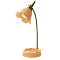 Miniatyrbillede 1 af 5: Led-bordlampe med blomstermotiv, 3 lysstyrker, dæmpbar, lyserød bordlampe med svanehals, 2000 mAh genopladelig øjenvenlig LED-lampe