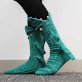 Miniatyrbild 5 av 5: 2 par Knittade Krokodilsstrumpor för Kvinnor Djur Alligator Vinter Varma Shark-gray