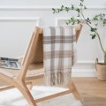 Miniatyrbilde 1 av 5: Høstlig rutete sengeteppe til sofa, firkantet dekorativt teppe i bondehus-stil, lett beige sengeteppe til seng sofa nøytral høstdekor, 127 cm x 152,4 cm