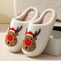 Pikkukuva 1 / 7: RUYI Joulutossut Naisille Miehille, Pehmeät Tossut, Talvitoussut Lämpimät, Liukastumattomat Kevyet Pehmeät Tossut, Joululahjat Christmas deer-red 36-37 (suitable for size 35-36)