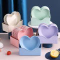 Miniatyrbilde 3 av 4: 10 stk hjerteformede middagstallerkener servise sett 6 tommers mat tallerken underkopper brett frukt snacks skåler BPA-fri (lilla)