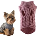 Miniatyrbilde 6 av 6: Hundegensere for små hunder vinter varmt hundetøy polo krage strikket jakke klesgenser valp H9H8 kjæledyrvest Pink S
