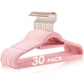 Miniatyrbillede 1 af 5: Fløjlsbøjler Skridsikre Filtbøjler, 30 Pakke Rosa Fløjlsbøjler Tøj Bøjler Pladsbesparende Slanke Bøjler med Rose Gold Svingbar Krog