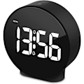 Miniatyrbild 1 av 5: Liten digital väckarklocka LED skrivbordsreseelektronisk klocka dubbla larm snooze dimbar dagsuppsättning 12/24H veckodagvisning 4 tum
