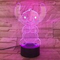 Miniatyrbilde 3 av 5: Tegneserie Stitch 3D-lampe Soverom Bord Nattlys Akrylpanel USB-kabel 7 Fargeendring Berøringssokkellampe Barnegave