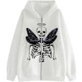 Miniatyrbillede 1 af 4: Dame Full Zip Up Hoodie Halloween Langærmet Grafisk Jakke Goth Sweatshirt Pige Gadetøj (Farve: Hvid. Størrelse: XL)