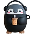 Miniatyrbillede 1 af 5: Sød Kawaii Holder Mælkete Kop Nyder Musik Headset Pingvin Earphone Etui til AirPods 1/2, Blød Gummi Silikone -Sort