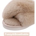 Miniatyrbillede 3 af 5: Dames Fuzzy Hjemmesko Krydsbånd Memory Foam Hjemmesko Åben Tå (Størrelse: 7-8)