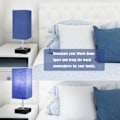 Miniatyrbillede 4 af 5: 3-Farvet Bedside Lampe med USB Port og AC Stikkontakt Bordlamper til Soveværelse Natbordlamper med Blå Skærm Sort Metal Bedlampe