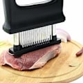 Miniatyrbillede 2 af 5: Kødhammer med rengøringsbørste og 48 ultra skarpe nåleblade i rustfrit stål, okse-/svine-/kyllingebøf mørsalat tilberedningsværktøj