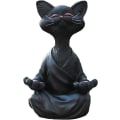 Pikkukuva 1 / 5: Meditoiva kissa -patsas, oikukas musta kissa -veistos, sisä- ja ulkokissapatsas kodin, puutarhan ja terassin koristeluun, tuotteet