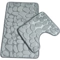 Pikkukuva 3 / 4: Memory Pebble -kylpymattosetti 2-osainen kylpyhuoneen matto Pehmeä imukykyinen liukumaton punainen kylpymatto (50cm x 80cm) ja jalustamatto (noin 50cm x 40cm)