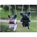 Miniatyrbild 3 av 3: Utomhusstatyer - Trädgård Figur Swing Pig Pendant Resin Djur Staty Trädgård Hantverk Prydnader Dekoration (Färg: Svart)
