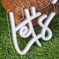 Miniatyrbild 5 av 5: Let's Party LED-neonskylt, varmvit neonskylt för väggdekor, USB-driven upplyst skylt med strömbrytare för kafé, bar, kök, restaurang, heminredning