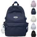 Miniatyrbillede 1 af 5: Kawaii Rygsæk med Søde Tilbehør Casual Æstetisk Rygsæk Enkel Laptop Taske Vandtæt Rejserygsæk Kvinders, Navy, Rygsække