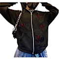 Miniatyrbilde 4 av 5: Kvinners Full Zip Up Hoodie Halloween Langærmet Grafisk Jakke Goth Genser Jente Streetwear（Størrelse：L）