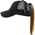 Miniatyrbillede 1 af 5: Dame Ponytail Baseball Cap Messy Høj Knold Justerbar Plain Trucker Dad Hat