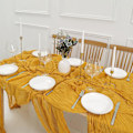 Miniatyrbillede 5 af 5: Thanksgiving Bordløber Rust Cheesecloth Bordløber 13,3ft Boho Gaze Ostestof 160 tommer Lang til Bryllup Brude Fødselsdagsfest Bord
