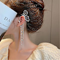 Miniatyrbillede 1 af 3: Glitrende Krystal Perle Sommerfugl Øre Cuff Clip Ørering Wrap Crawler Dame Smykker