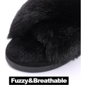 Miniatyrbillede 3 af 5: Dames Fuzzy Hjemmesko Krydsbånd Memory Foam Hjemmesko Åben Tå (Størrelse: 7-8)