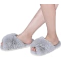Miniatyrbillede 5 af 5: Dames Fuzzy Hjemmesko Krydsbånd Memory Foam Hjemmesko Åben Tå (Størrelse: 9-10)