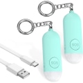 Miniatyrbilde 1 av 5: Personlig sikkerhetsalarm for kvinner - 130DB Safe Sound personlig alarm - Personlig sikkerhetsalarm nøkkelring med LED-lys - Blå, 2-pakning
