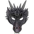 Miniatyrbild 4 av 5: Drakdräkt för barn pojkar flickor, CRTEPST drake vinge svans mask set, Halloween dinosaurie cosplay set för barn (svart)