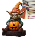 Miniatyrbilde 1 av 5: Gresskar Alien Statue | Kreativ Alien Gresskar Halloween Statue - Håndmalt Resin Gresskar Ornament for Utendørs, Hage, Veranda, Hjem