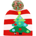 Miniatyrbild 2 av 3: Jultomteluvor Nyhetsfest Hattar Vinter Julhatt LED Belysning Varm Stickad Hatt Halsduk Set Nytt År Semester Julhatt Roliga Julgåvor(Röd)