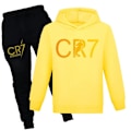 Miniatyrbild 2 av 4: CR7 Ronaldo Barn Pojkar Casual Träningsoverall Fotboll Huvtröja Träningsbyxor Pullover Outfit Röd Röd Ed 130 cm Gul 140cm