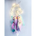 Miniatyrbillede 2 af 5: Drømmefanger Fjer Vedhæng Vægophæng til Bil Hjem Piger Børn Børneværelse Mobil Soveværelse Dekoration Indretning LED Styles (Unicorn LED)