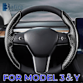 Miniatyrbillede 1 af 5: Bafire 2022 Ratdæksel til Tesla Model 3 2017-2022 Model Y -2022 Bilrat Dæksel Beskytter Skridsikker 2 stk Matte Black