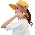 Miniatyrbilde 1 av 4: Dame Hestehale Safari Solhatt Mesh Bred Brede Brede UV Beskyttelse Utendørs Bøttehatt Sammenleggbar Strand Sommer Fiskehatt