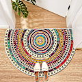 Miniatyrbilde 1 av 5: Boho Halvrund Innendørs Inngangsteppe Dørmatter 36x24 Tommer Absorberende Sklisikker Soverom Front Bak Utendørs Velkommen, Bohemia Etnisk Stil Mønster